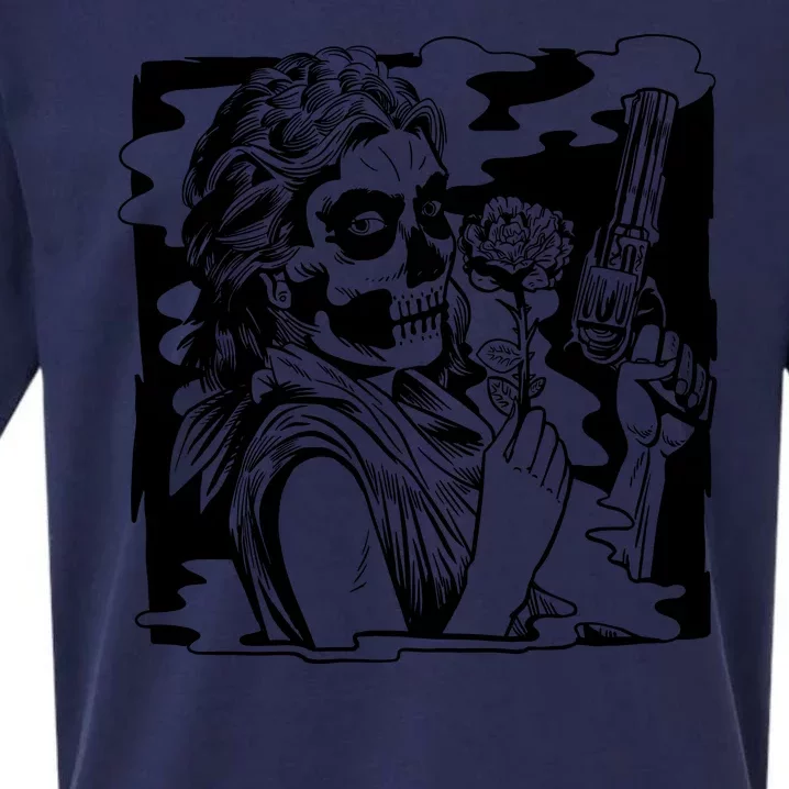 Gun And Roses Skull Girl Sueded Cloud Jersey T-Shirt