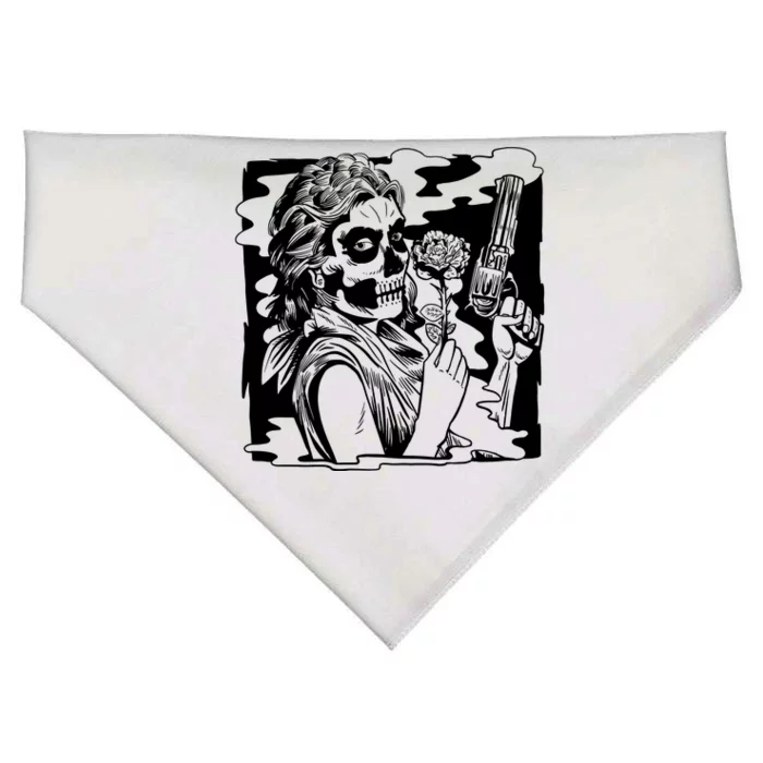 Gun And Roses Skull Girl USA-Made Doggie Bandana