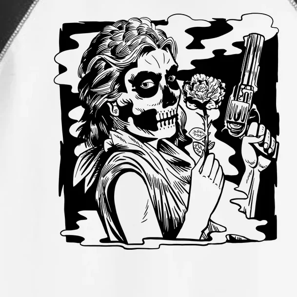 Gun And Roses Skull Girl Toddler Fine Jersey T-Shirt