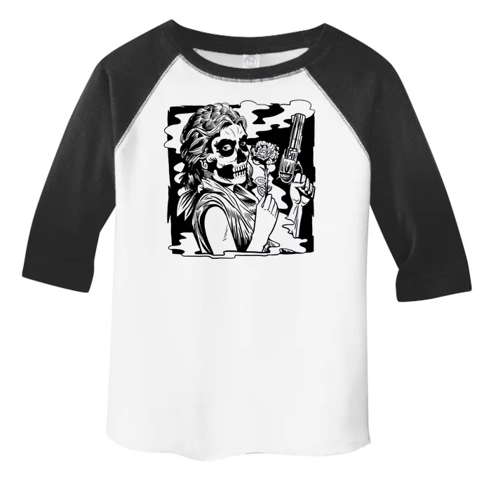 Gun And Roses Skull Girl Toddler Fine Jersey T-Shirt