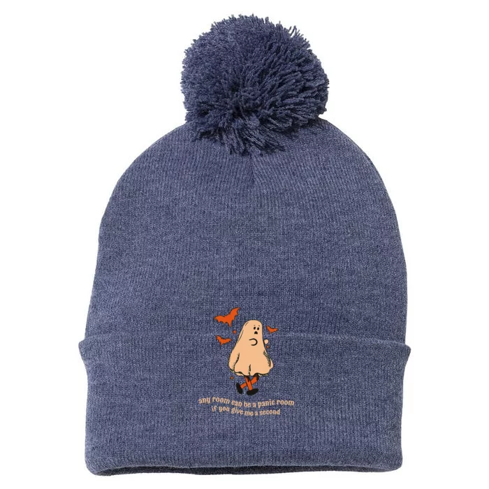 Ghost Any Room Can Be A Panic Room If You Give Me A Second Pom Pom 12in Knit Beanie