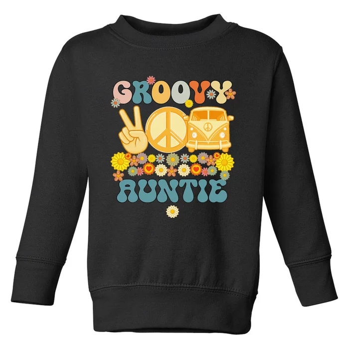 Groovy Auntie Retro Matching Family Baby Shower Toddler Sweatshirt