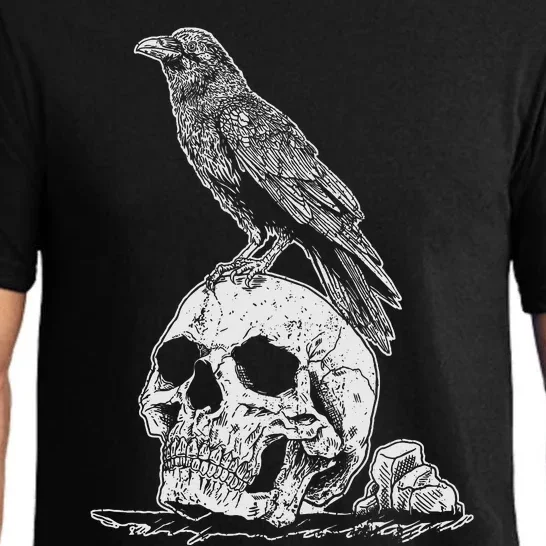 Gothic Animal Raven Creepy Bird Skull Spooky Viking Crow Pajama Set