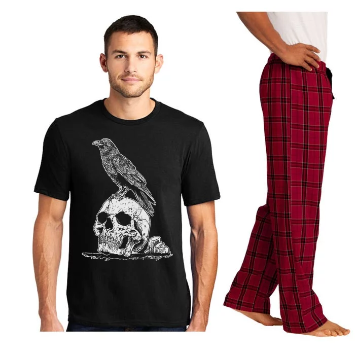 Gothic Animal Raven Creepy Bird Skull Spooky Viking Crow Pajama Set