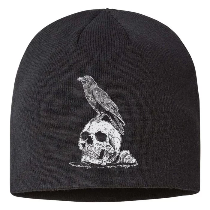 Gothic Animal Raven Creepy Bird Skull Spooky Viking Crow 8 1/2in Sustainable Knit Beanie