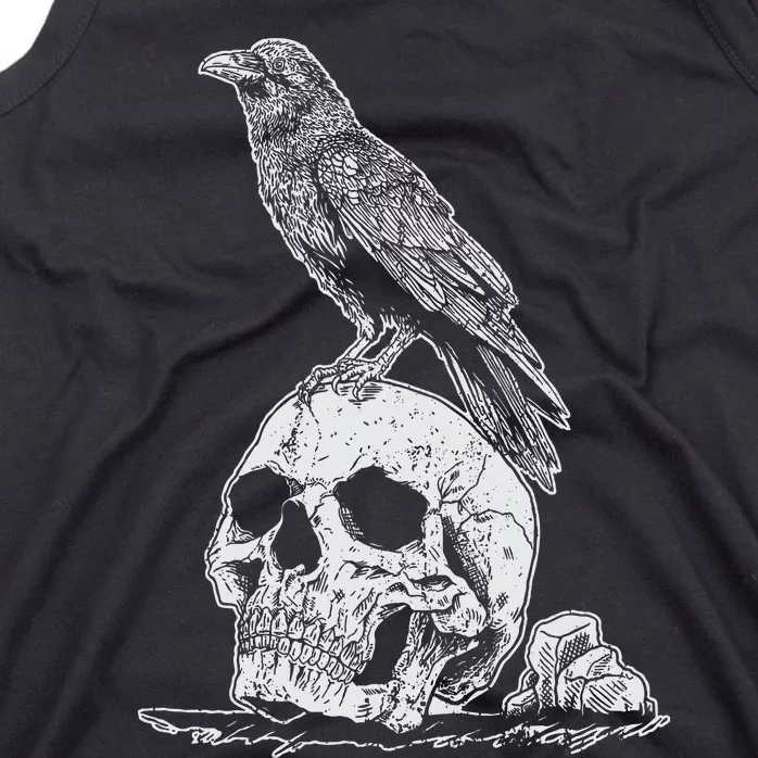 Gothic Animal Raven Creepy Bird Skull Spooky Viking Crow Tank Top