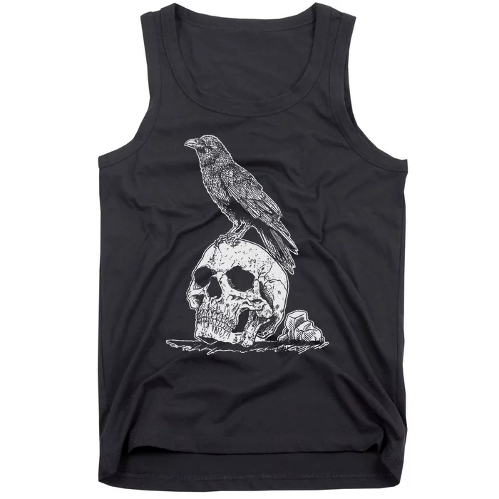 Gothic Animal Raven Creepy Bird Skull Spooky Viking Crow Tank Top