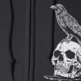 Gothic Animal Raven Creepy Bird Skull Spooky Viking Crow Full Zip Hoodie