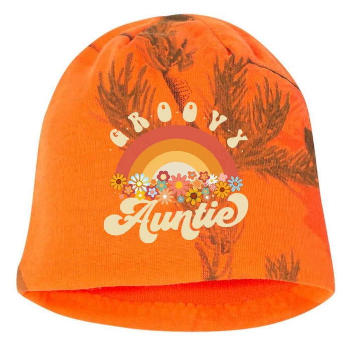 Groovy Auntie Retro Rainbow Colorful Flowers Design Aunt Kati - Camo Knit Beanie