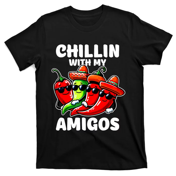 Green And Red Chilli Hot Pepper Cinco De Mayo Funny Chilli T-Shirt