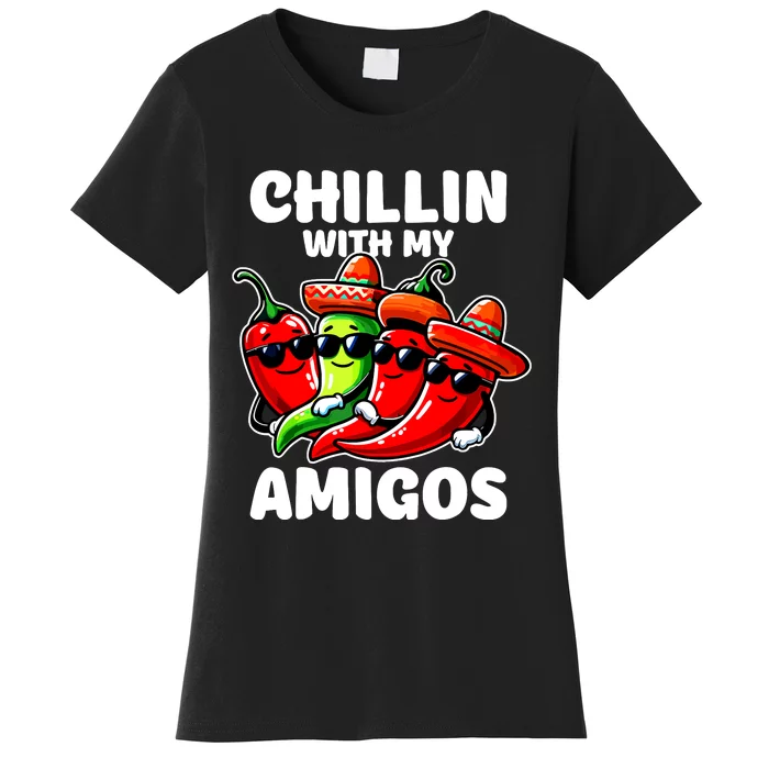 Green And Red Chilli Hot Pepper Cinco De Mayo Funny Chilli Women's T-Shirt