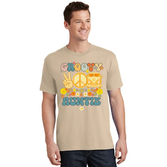 Groovy Auntie Retro Matching Family Baby Shower Mother's Day T-Shirt