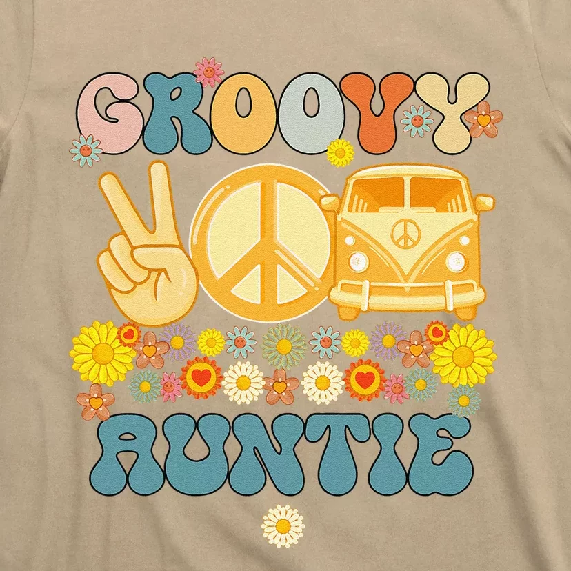 Groovy Auntie Retro Matching Family Baby Shower Mother's Day T-Shirt