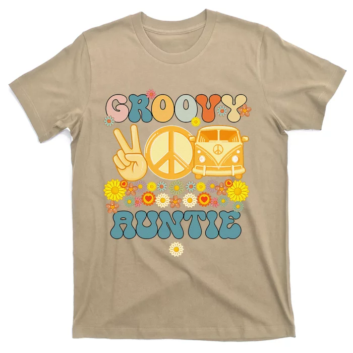 Groovy Auntie Retro Matching Family Baby Shower Mother's Day T-Shirt