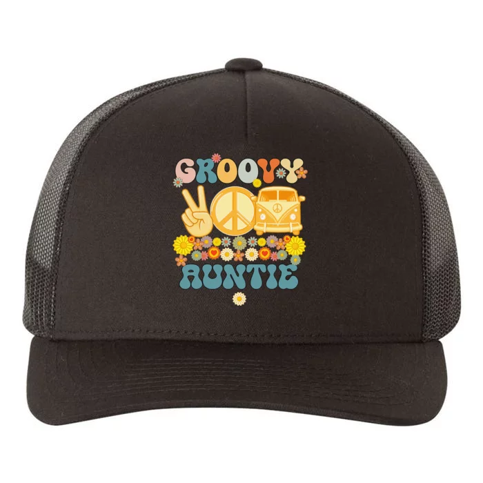 Groovy Auntie Retro Matching Family Baby Shower Mother's Day Yupoong Adult 5-Panel Trucker Hat