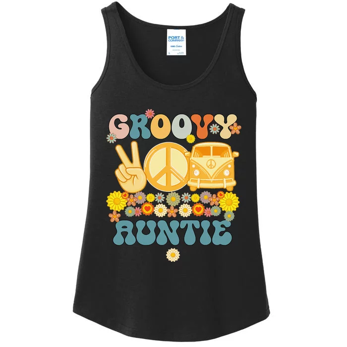 Groovy Auntie Retro Matching Family Baby Shower Mother's Day Ladies Essential Tank