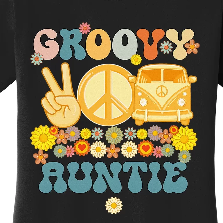 Groovy Auntie Retro Matching Family Baby Shower Mother's Day Women's T-Shirt