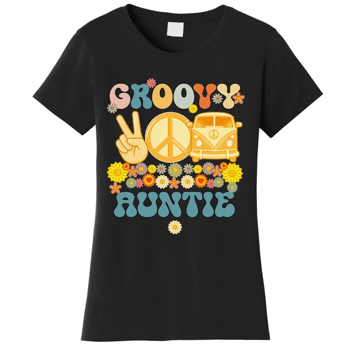 Groovy Auntie Retro Matching Family Baby Shower Mother's Day Women's T-Shirt