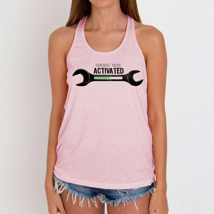 Garage Mode Activated Funny Mechanic Women's Knotted Racerback Tank