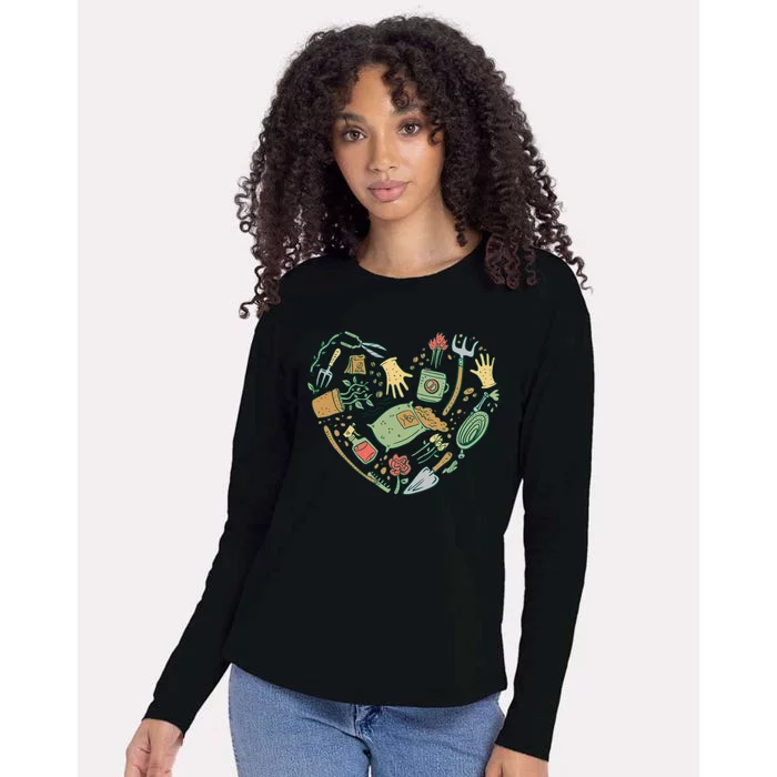 Garden Tools Heart Womens Cotton Relaxed Long Sleeve T-Shirt