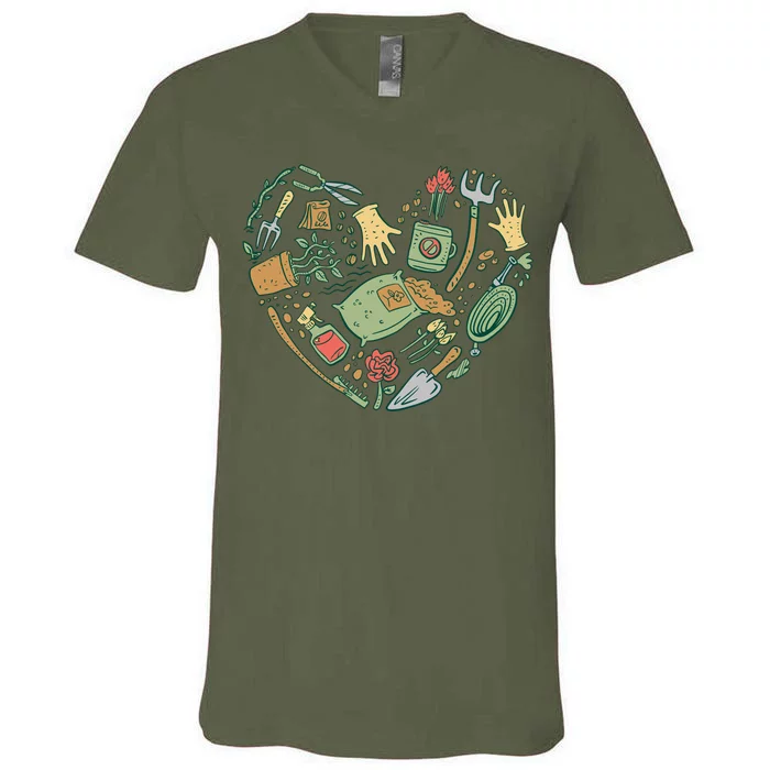 Garden Tools Heart V-Neck T-Shirt