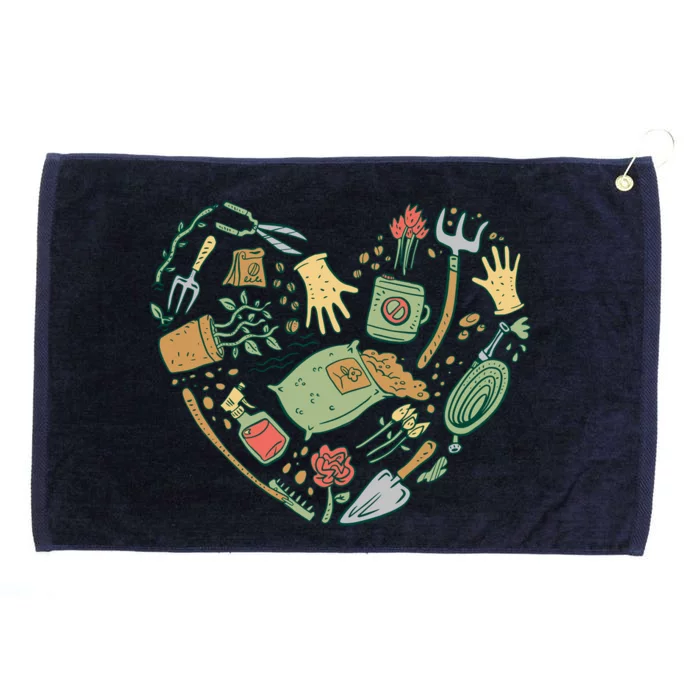 Garden Tools Heart Grommeted Golf Towel