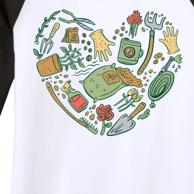 Garden Tools Heart Women's Tri-Blend 3/4-Sleeve Raglan Shirt