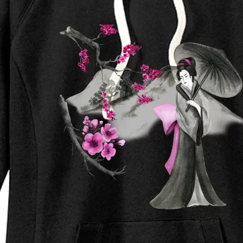 Geisha And Sakura Women's Fleece Hoodie