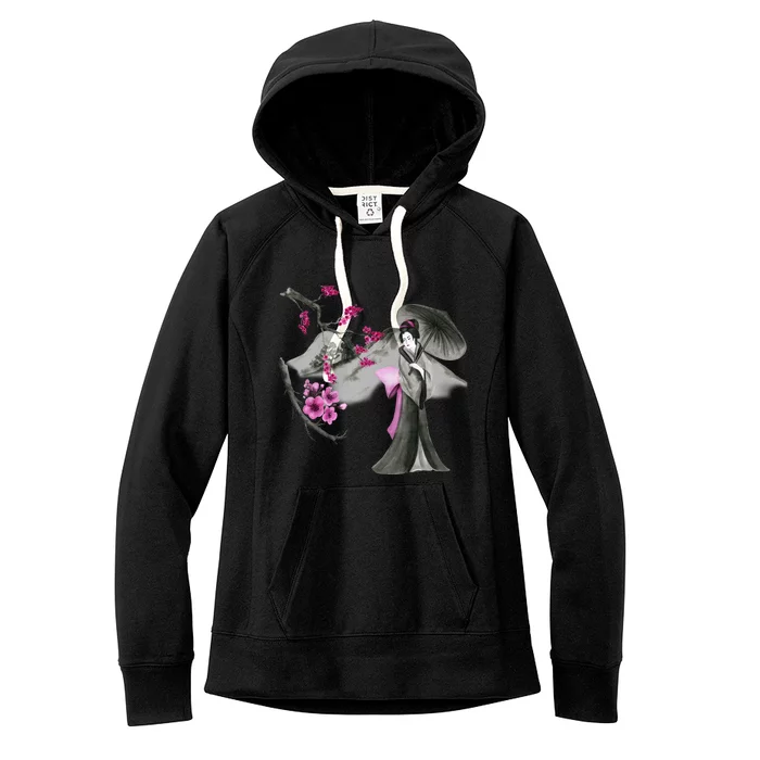 Geisha And Sakura Women's Fleece Hoodie