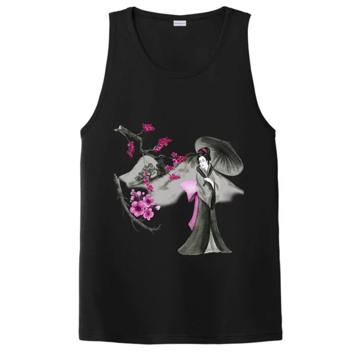 Geisha And Sakura Performance Tank