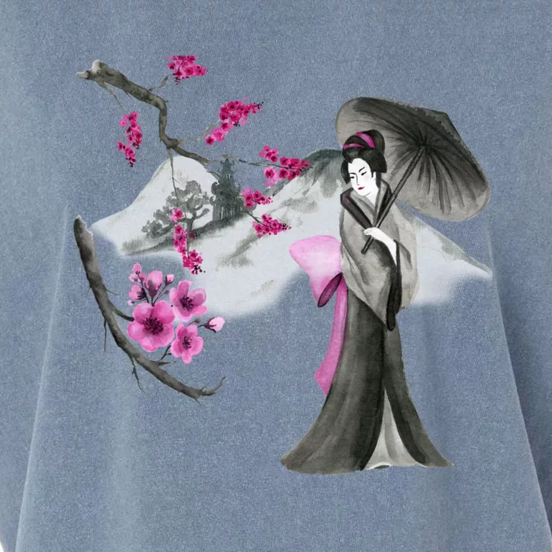 Geisha And Sakura Garment-Dyed Women's Muscle Tee