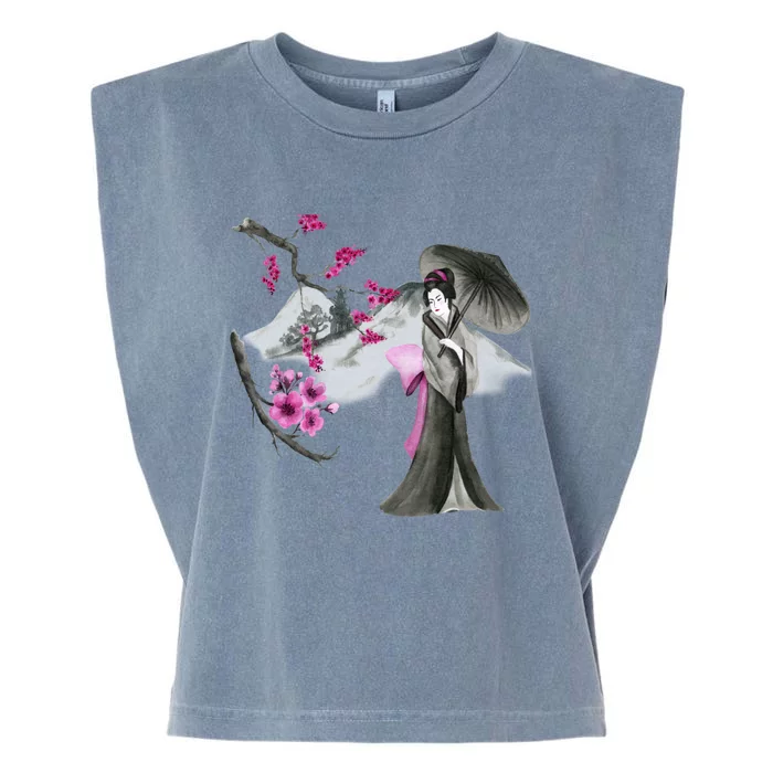 Geisha And Sakura Garment-Dyed Women's Muscle Tee