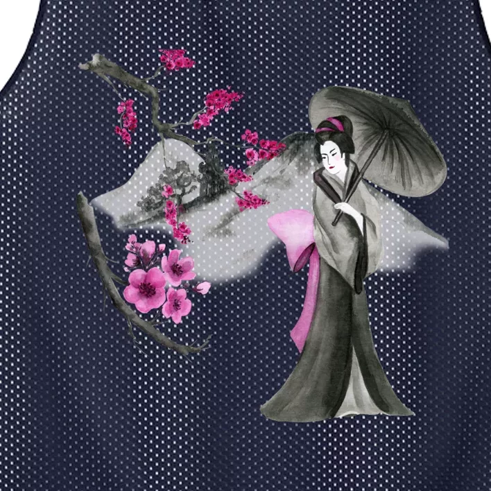 Geisha And Sakura Mesh Reversible Basketball Jersey Tank