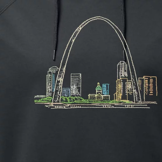 Gateway Arch St Louis Performance Fleece Hoodie