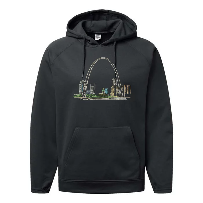 Gateway Arch St Louis Performance Fleece Hoodie