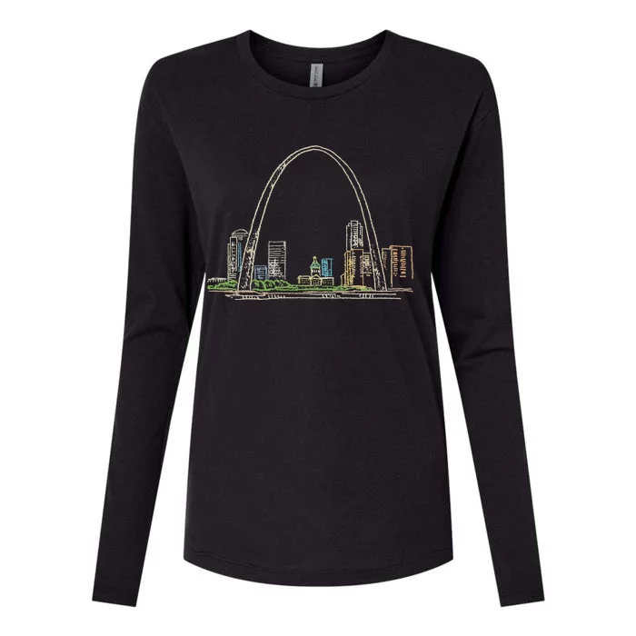 Gateway Arch St Louis Womens Cotton Relaxed Long Sleeve T-Shirt