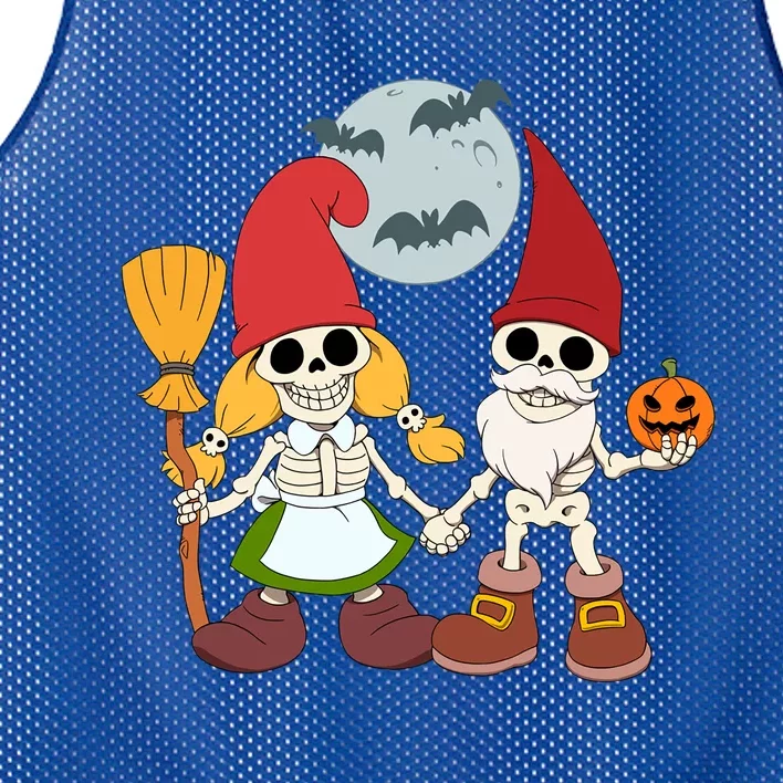 Gnome And Skeleton Halloween Meaningful Gift Mesh Reversible Basketball Jersey Tank