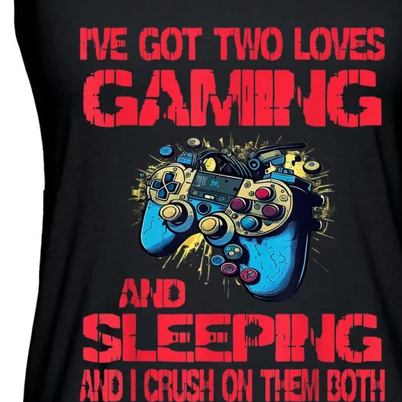 Gaming And Sleeping Gamer Valentines Day Teens Ladies Essential Flowy Tank