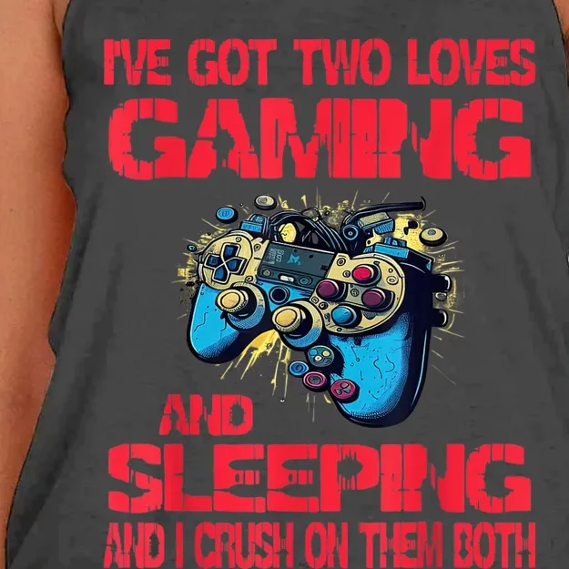 Gaming And Sleeping Gamer Valentines Day Teens Women's Knotted Racerback Tank