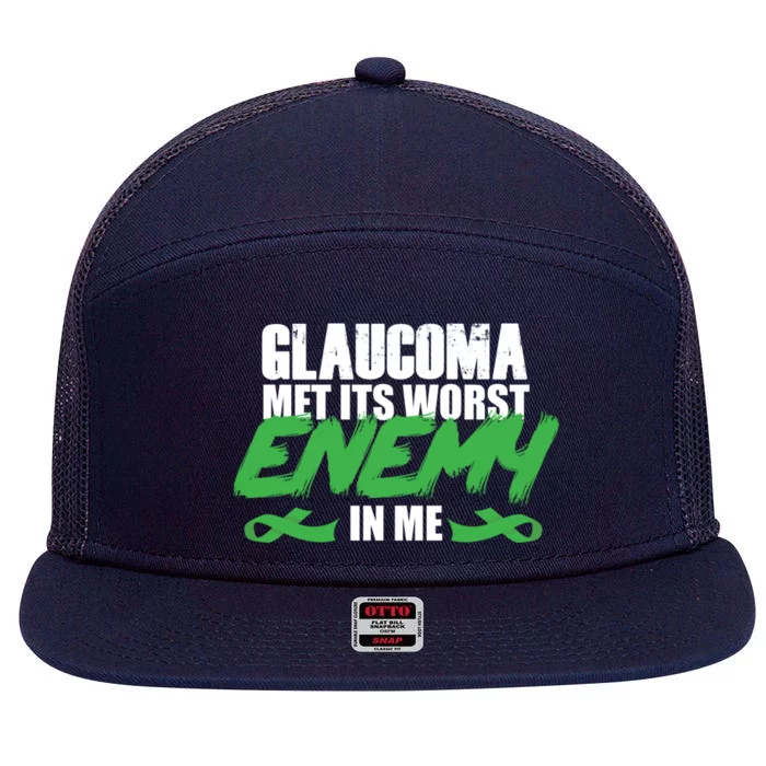 Glaucoma Awareness Survivor Therapy Warrior Gift 7 Panel Mesh Trucker Snapback Hat