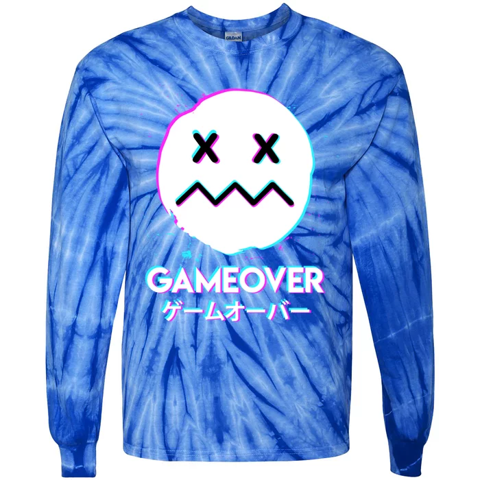 Gameover Acid Smile Techno Music Japan Design Gift Tie-Dye Long Sleeve Shirt