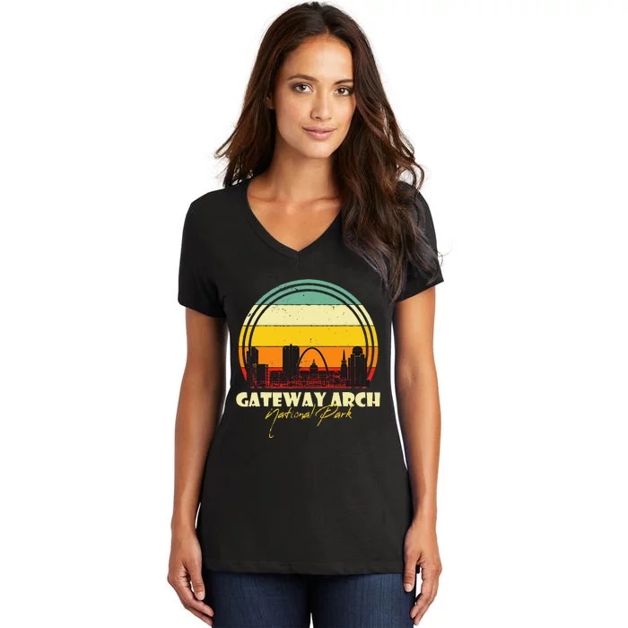 Gateway Arch St Louis National Park Missouri Souvenir Women's V-Neck T-Shirt