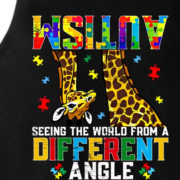 Giraffe Autism Seeing World Different Angle Awareness Gift Ladies Tri-Blend Wicking Tank