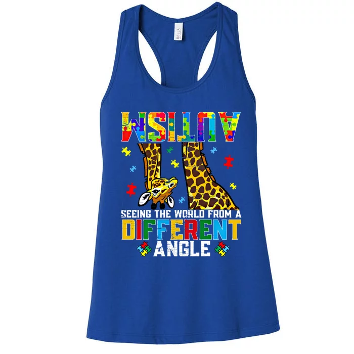 Giraffe Autism Seeing World Different Angle Awareness Gift Women's Racerback Tank