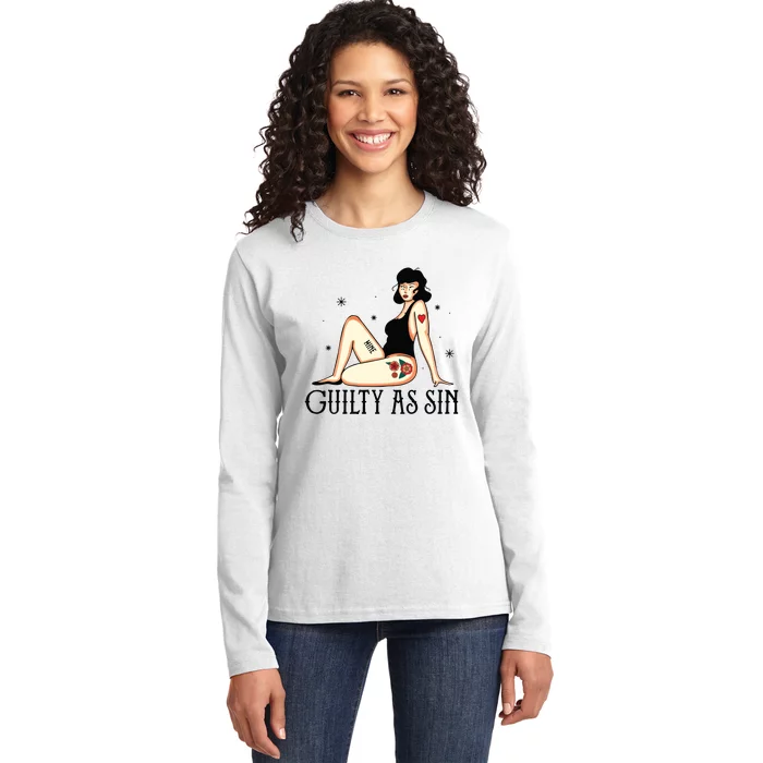 Guilty As Sin Ladies Long Sleeve Shirt