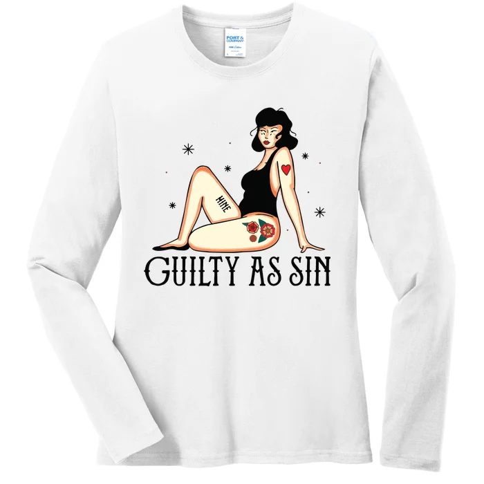 Guilty As Sin Ladies Long Sleeve Shirt