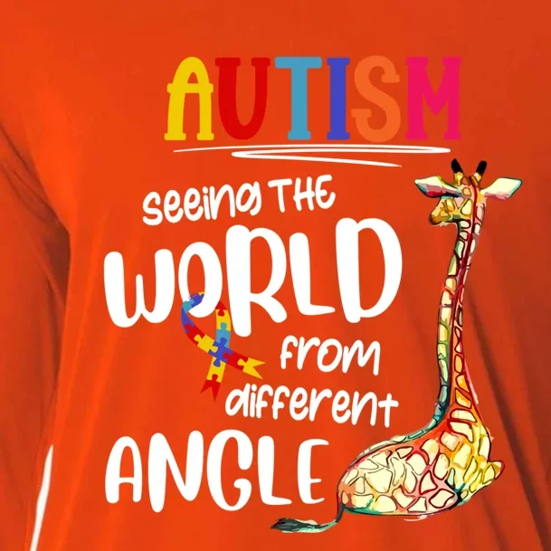 Giraffe Autism Seeing The World From Different Angle Gift Cooling Performance Long Sleeve Crew