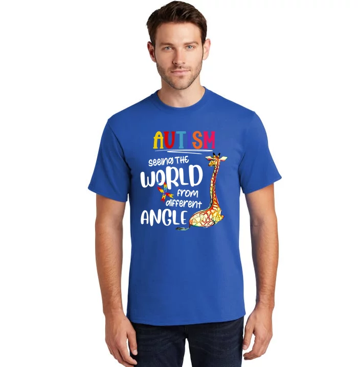 Giraffe Autism Seeing The World From Different Angle Gift Tall T-Shirt