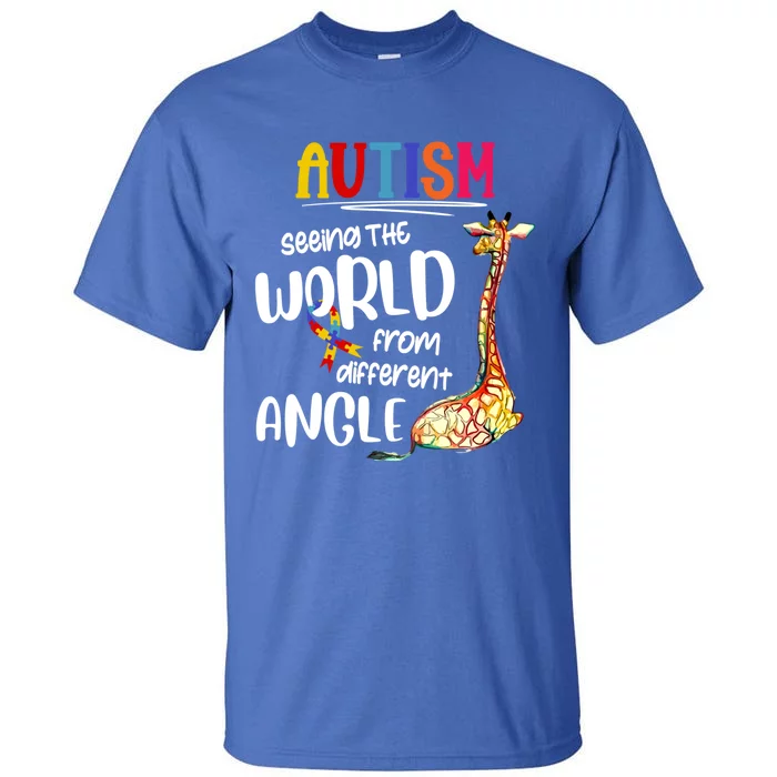 Giraffe Autism Seeing The World From Different Angle Gift Tall T-Shirt