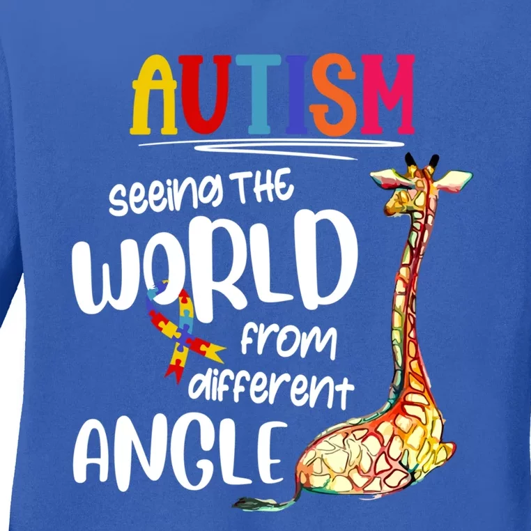 Giraffe Autism Seeing The World From Different Angle Gift Ladies Long Sleeve Shirt